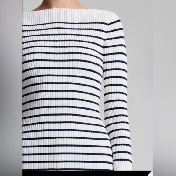 A.L.C. Anya Striped Knit Ribbed Boatneck Top Size Small - Picture 4 of 15